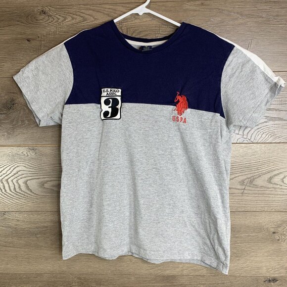 U.S Polo Association USPA Polo #3 T shirt Size M Blue & Gray - Picture 2 of 6